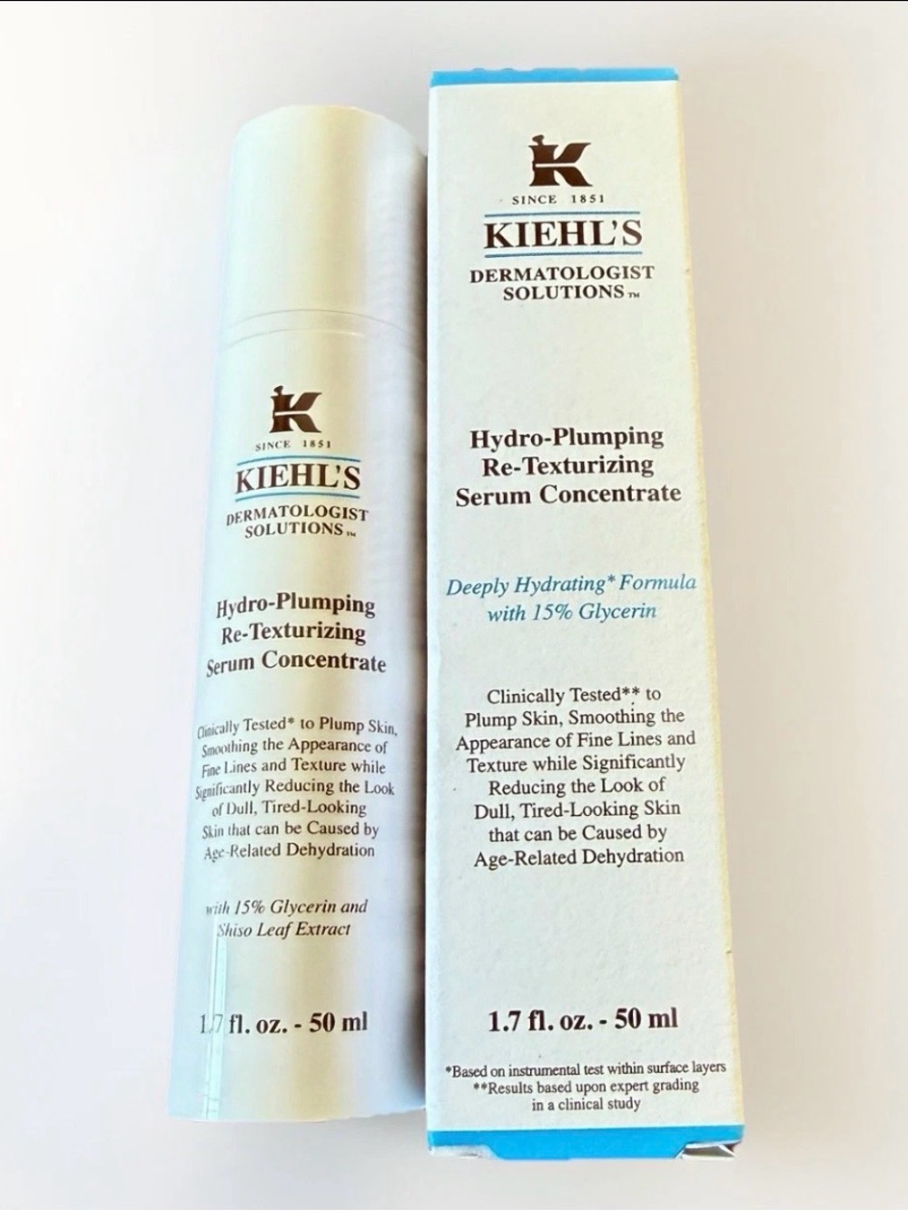 Kiehl's Hydro-Plumping Re-Texturizing Serum Concentrate - white, blue, gold